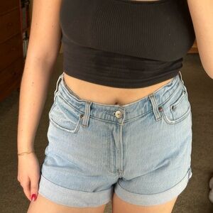 Abercrombie & Fitch Women's Light Blue Denim High Waisted Shorts